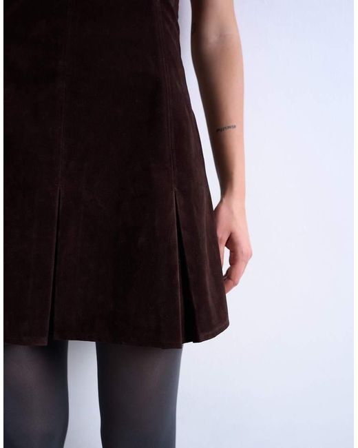 TOPSHOP Black Faux Suede Mini Bandeau With Pleated Hem