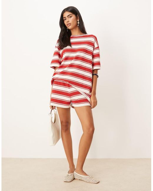 ASOS Oversized Gestreept T-Shirt in het Red