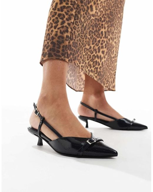 Schuh White Sybill Kitten Heel Slingback Shoes