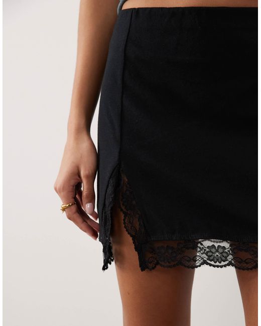 ASOS White Mini Skirt With Side Split With Lace