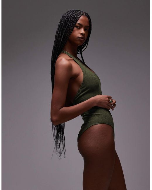 Maillot 1 pièce effet froissé à dos nu - foncé ARKET en coloris Black