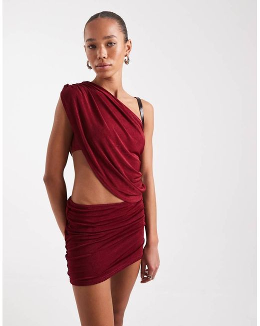 Edikted Red Fiora One Shoulder Cutout Minidress
