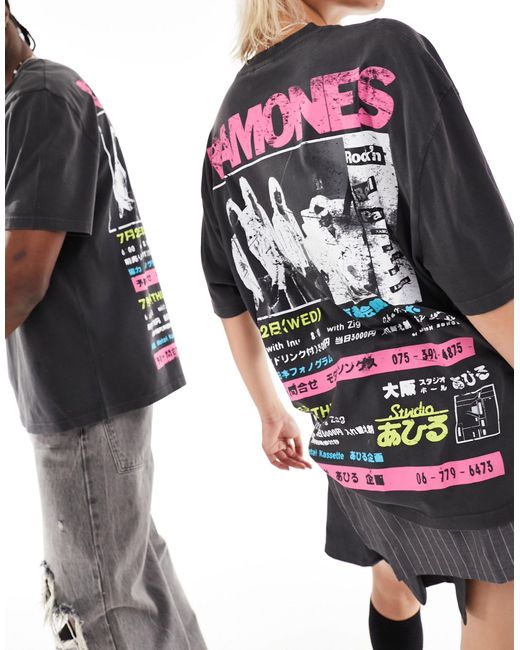 ASOS Black Unisex Oversized Graphic T-shirt With The Ramones Prints