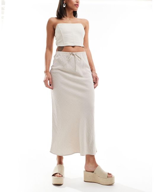 New Look White Drawsting Midi Skirt
