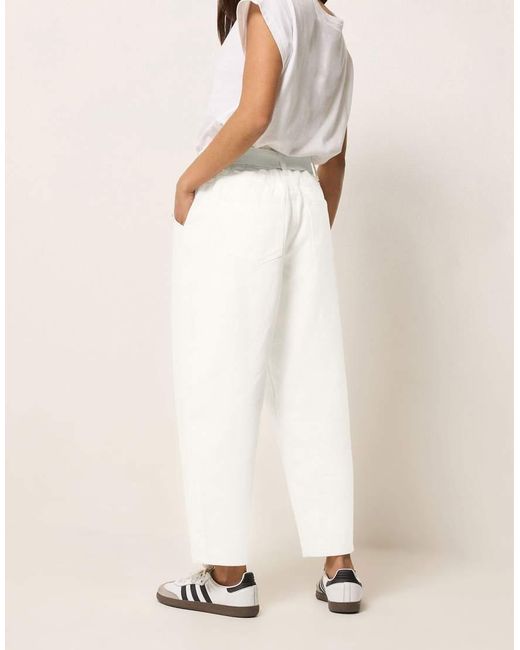 PixieGirl Natural Petite Belted Barrel Jeans