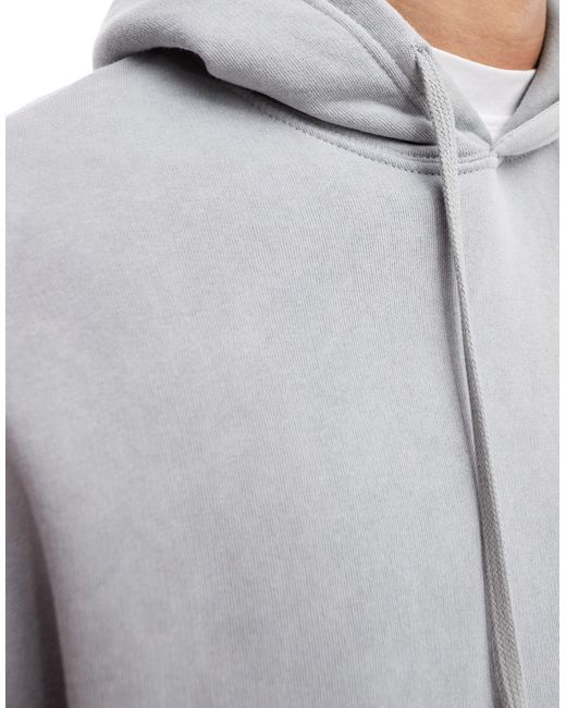 Bershka Gray Boxy Fit Washed Hoodie for men