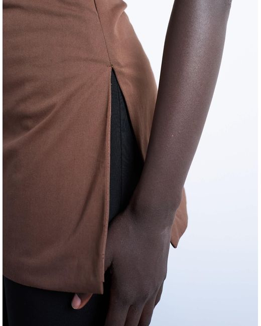 TOPSHOP Brown Clean Longline Tunic Bandeau Top