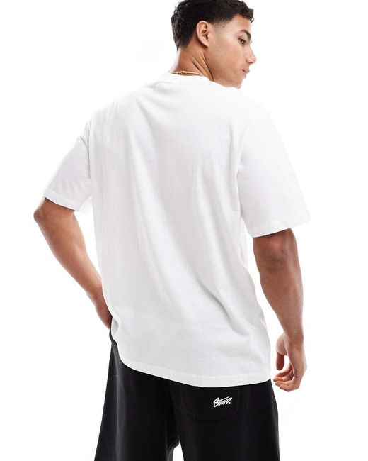 Camiseta Negra Extragrande Con Estampado Trasero De -Blanco Jack & Jones de hombre de color Black