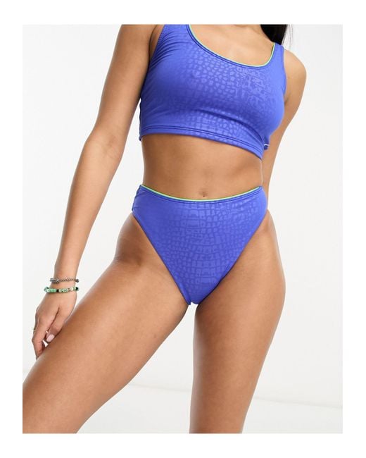 Speedo Embossed High Waist Bikini Bottoms in Blue | Lyst Canada