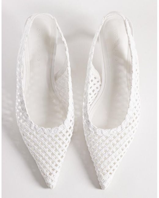 ASOS White Star Weave Slingback Mid Heel Shoes
