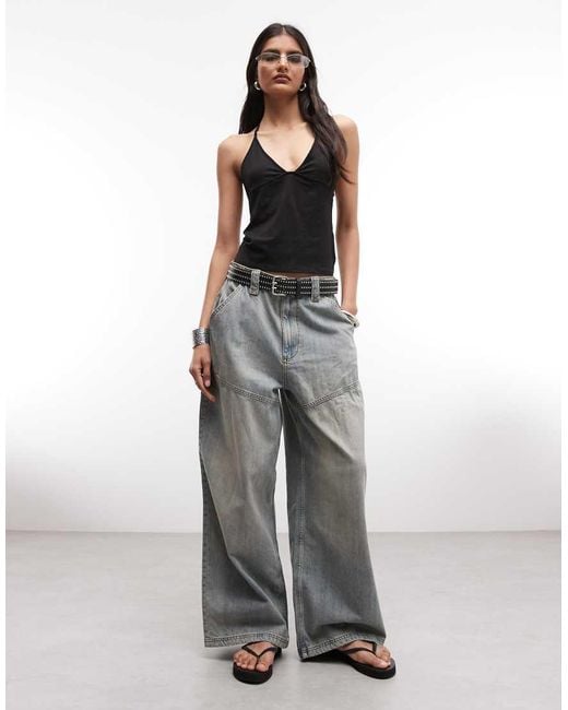 Weekday Black Slim Strap V Neck Halter Top