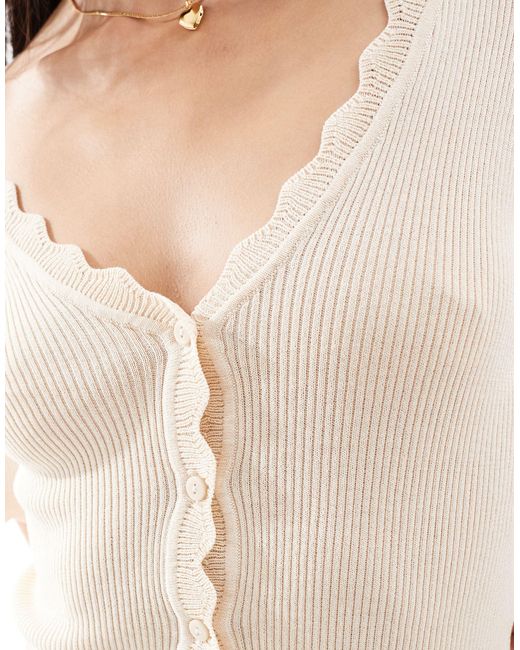Object White Ribbed Knit Button Down Cardigan