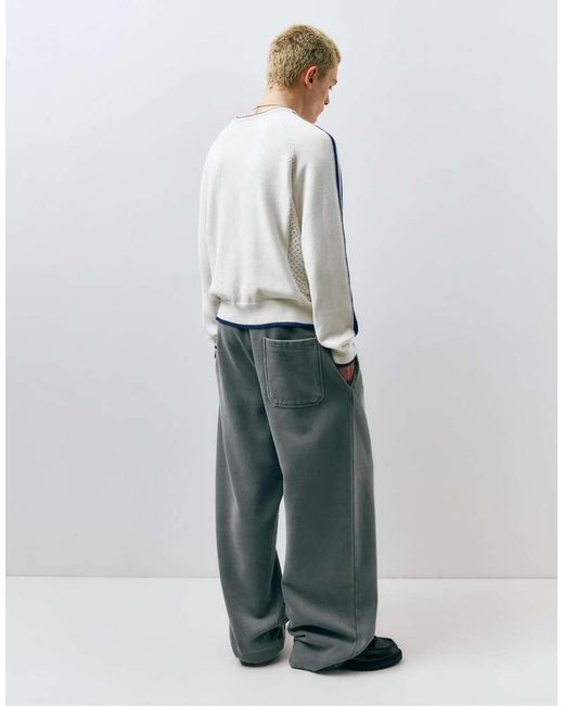 Pull&Bear Gray Stwd Embroidered Striped Jumper for men