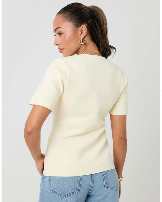 Threadbare White V-Neck Compact Knitted Top