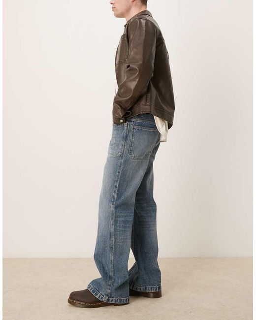 ASOS Wijd Uitlopende Jeans Met Naaddetail in het Blue voor heren