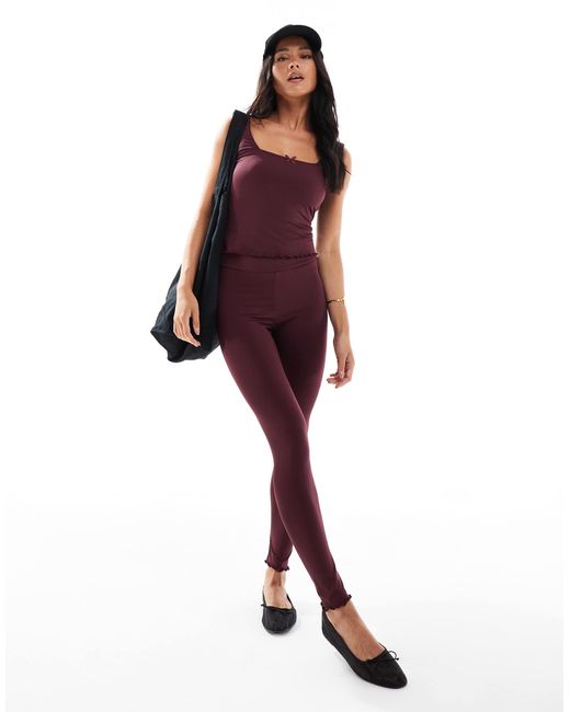 Miss Selfridge Purple Square Neck Top With Lace Trim Detail