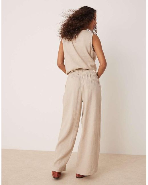 Vila Natural Crinkle Wide Leg Trouser Co-ord