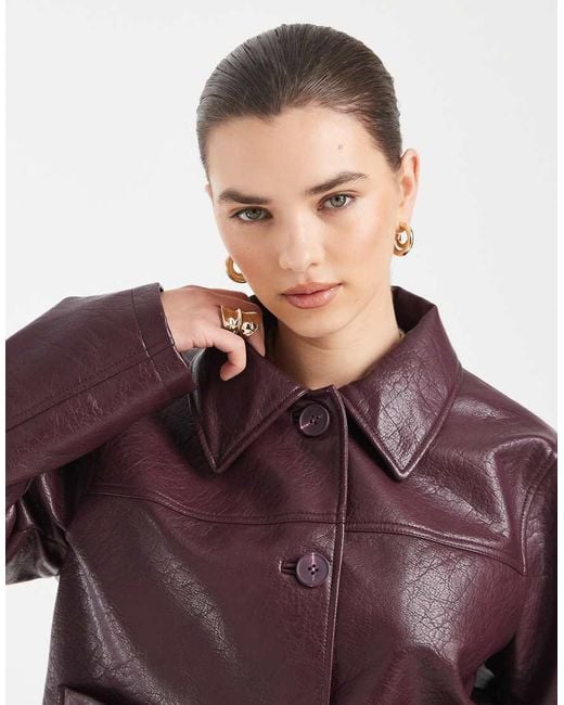 ASOS Purple Leather Look Harrington Jacket