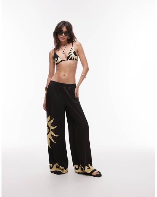 WeWoreWhat Black Sun Wave Triangle Bikini Top