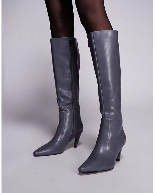 SIMMI Gray Simmi Lapis Heeled Knee Boots
