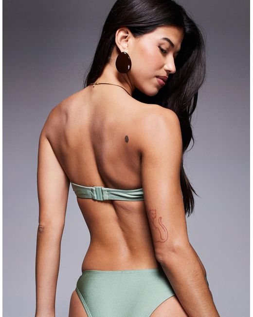 ASOS Gray Holly Bandeau Bikini Top With Bead Detail