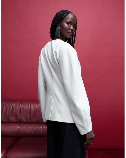 ONLY White Cocoon Sleeves Blazer