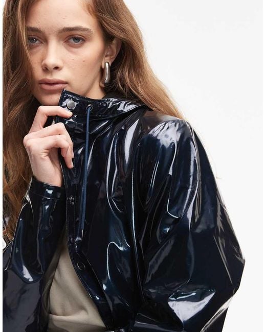 Rains Blue 12010 Button Up Waterproof Short Jacket