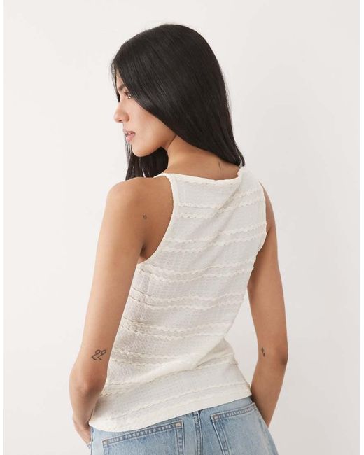 New Look White Textured Button Through Waistcoat