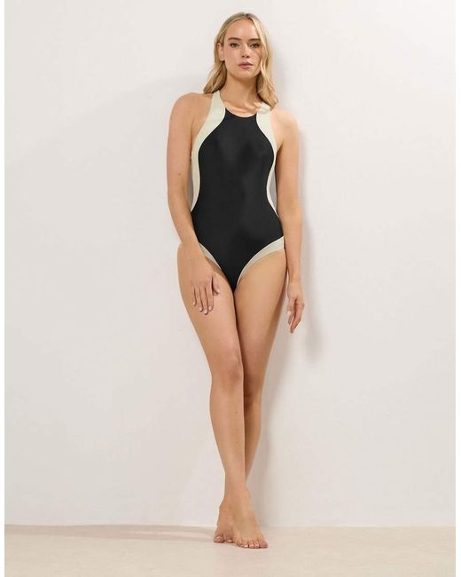 Long Tall Sally Blue Colourblock Sporty Swimsuit