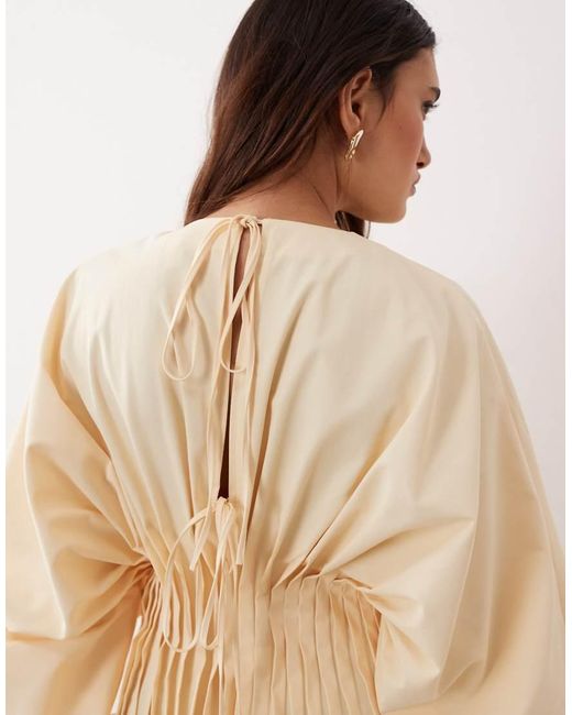 ARRANGE Natural Pleat Waist Long Sleeve Maxi Dress