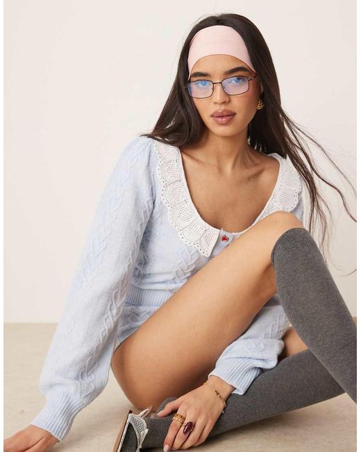 Cárdigan De Punto De Ochos Cupid De (Parte De Un Conjunto) For Love & Lemons de color White