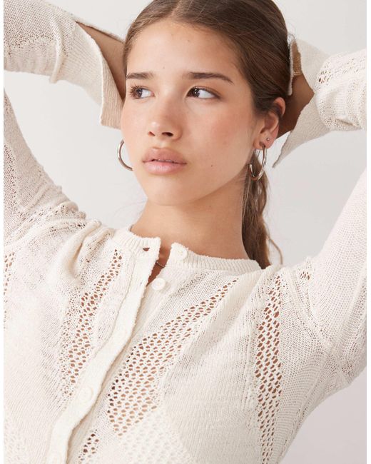 Weekday White – offenmaschige slim-fit-strickjacke