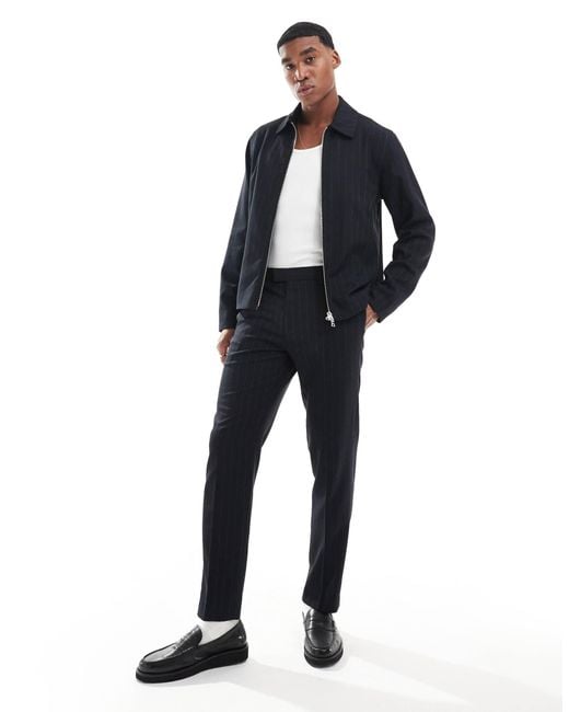 River Island Blue Harrington Jacket Co-Ord for men