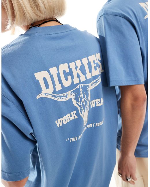 Dickies Blue Western Short Sleeve Back Print T-shirt