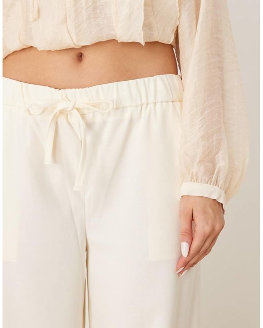 Pimkie Natural Drawstring Tie Waist Wide Leg Pants