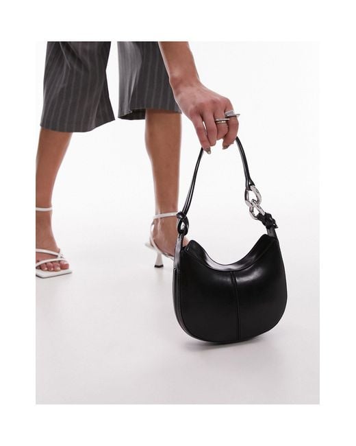 TOPSHOP Black Santiago Mini Shoulder Bag With Chain Detail