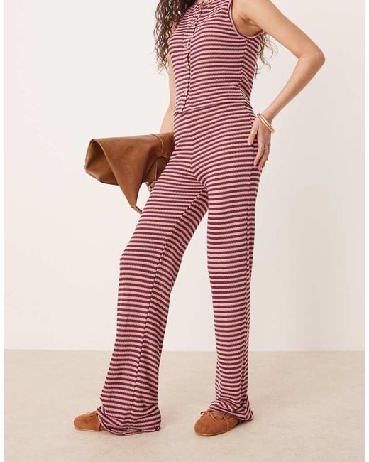 ASOS Gestreepte Gebreide Broek Met Wijde Pijpen in het Pink