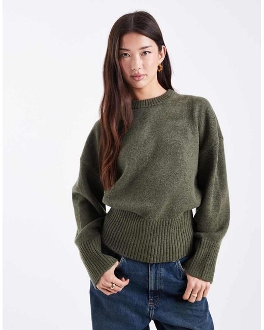 ASOS Gray Stuffed Neck Trim Waisted Jumper