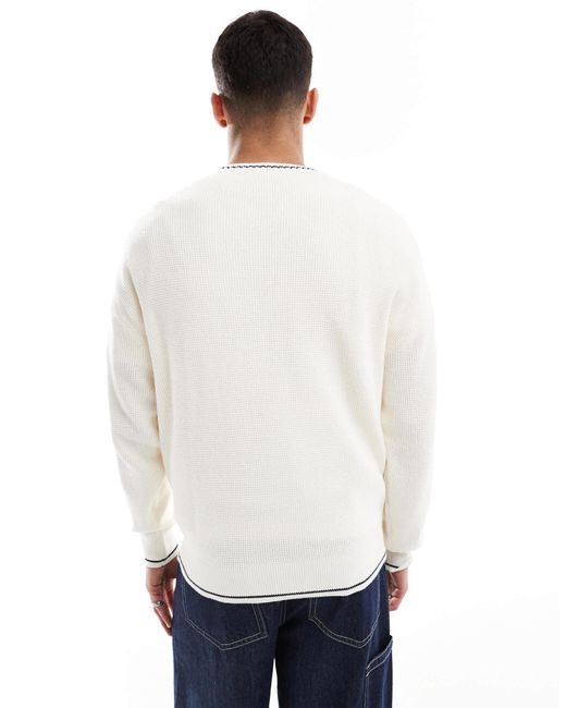 Hollister – kastiger strickpullover in White für Herren