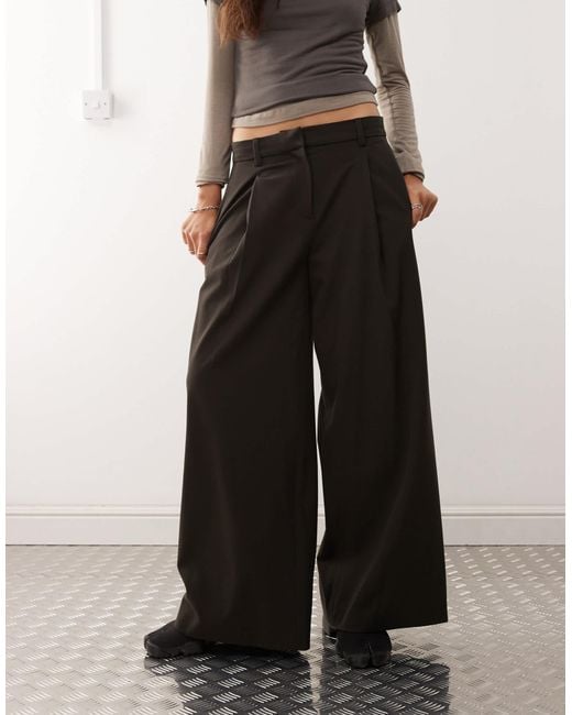 Weekday White Oversized Wide Leg Pleated Trousers