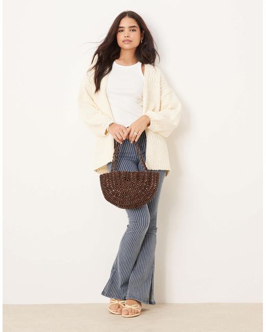 ASOS Natural Knitted Edge To Edge Cardigan