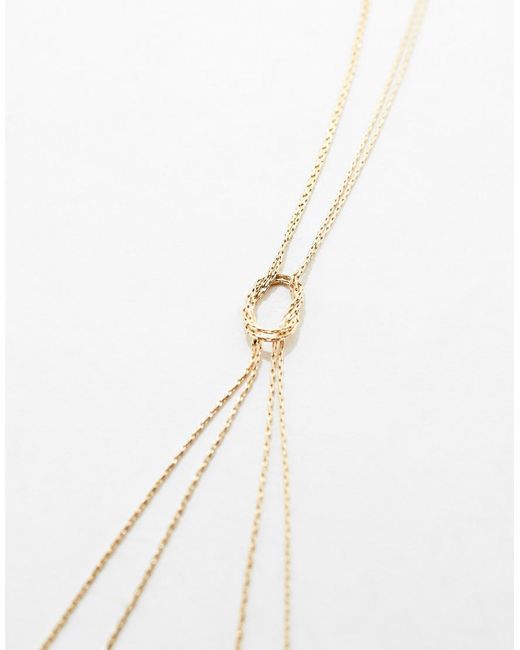 ASOS Lariat-Ketting Met Fijne Platte Schakels En Geknoopt Ontwerp in het White