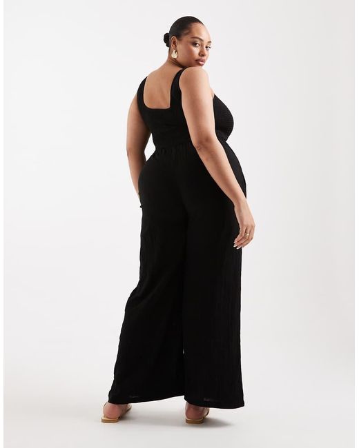Brave Soul Black Brave Soul Curve Scoop Neck Jumpsuit