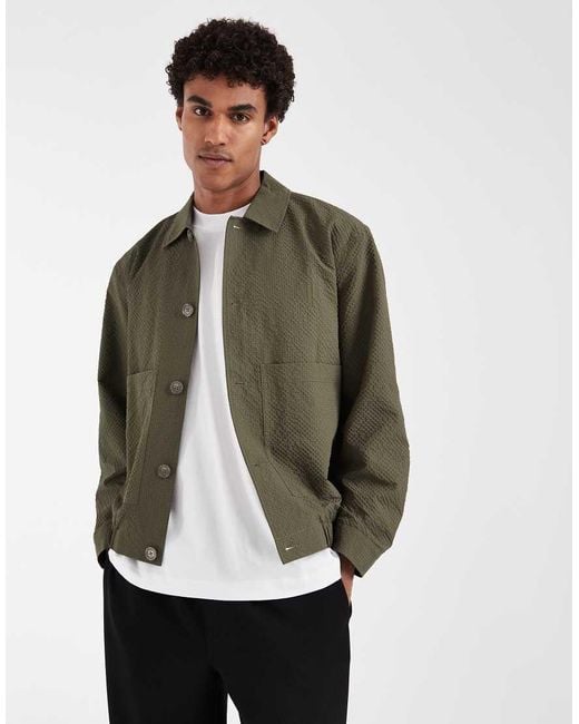 ASOS Green Textured Fabric Harrington for men