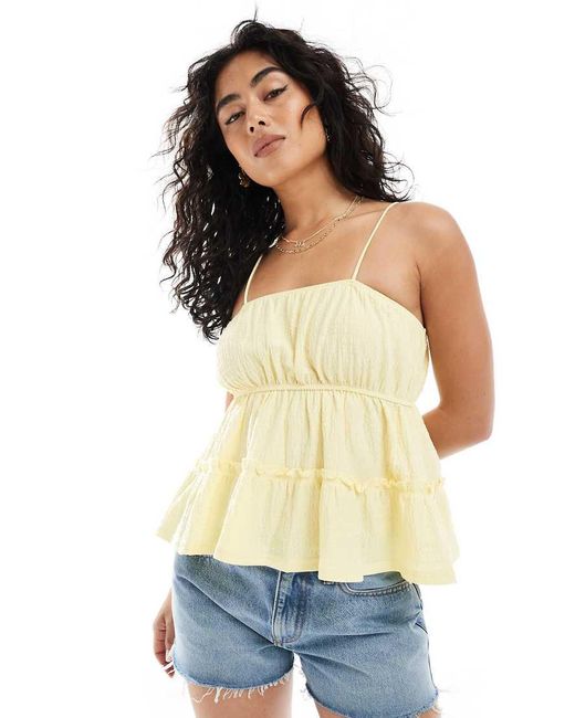 Top Amarillo De Tirantes Con Bajo De Sobrefalda De Sirsaca De Miss Selfridge de color Natural