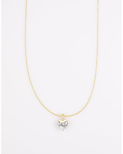 Lovisa Ketting Van Verguld Sterling Zilver Met Hart-Hangertje Met Zirkonia Steentje in het White
