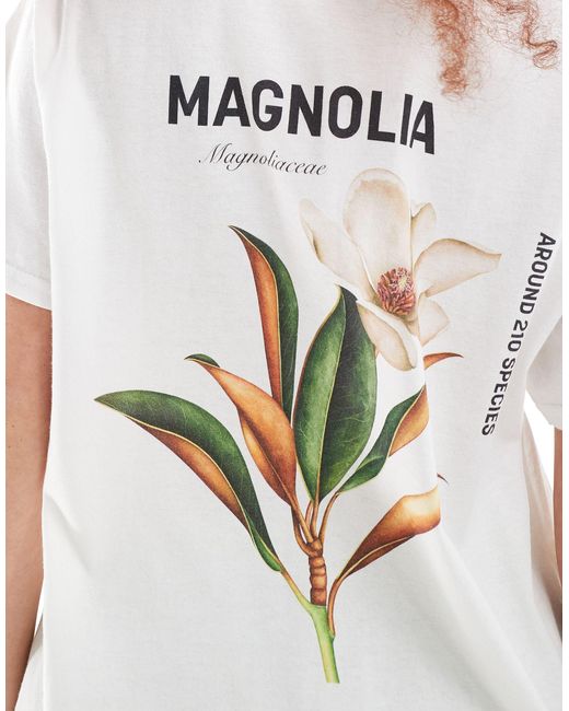 Camiseta blanca extragrande con estampado gráfico "magnolia" en la espalda ASOS de color White