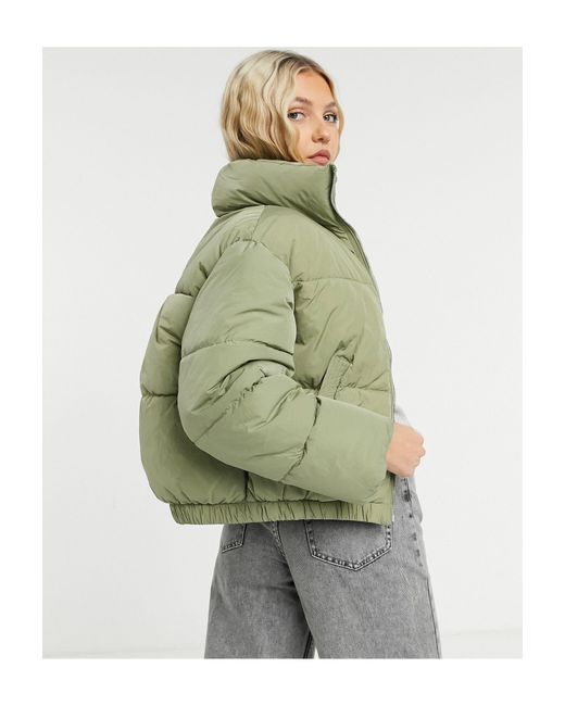 Bershka Oversized Padded Puffer Jacket in Green | Lyst