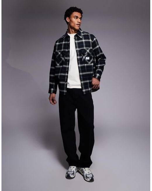 HUGO Gray Ebolt Oversized Fit Check Shirt for men