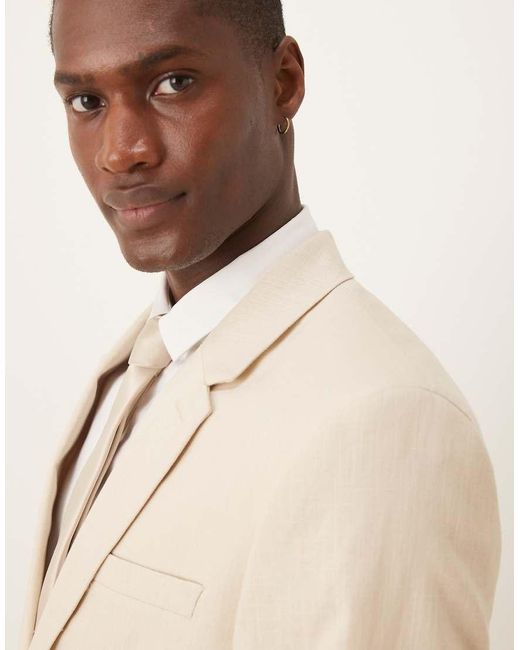 ASOS Natural Linen Look Slim Suit Jacket for men